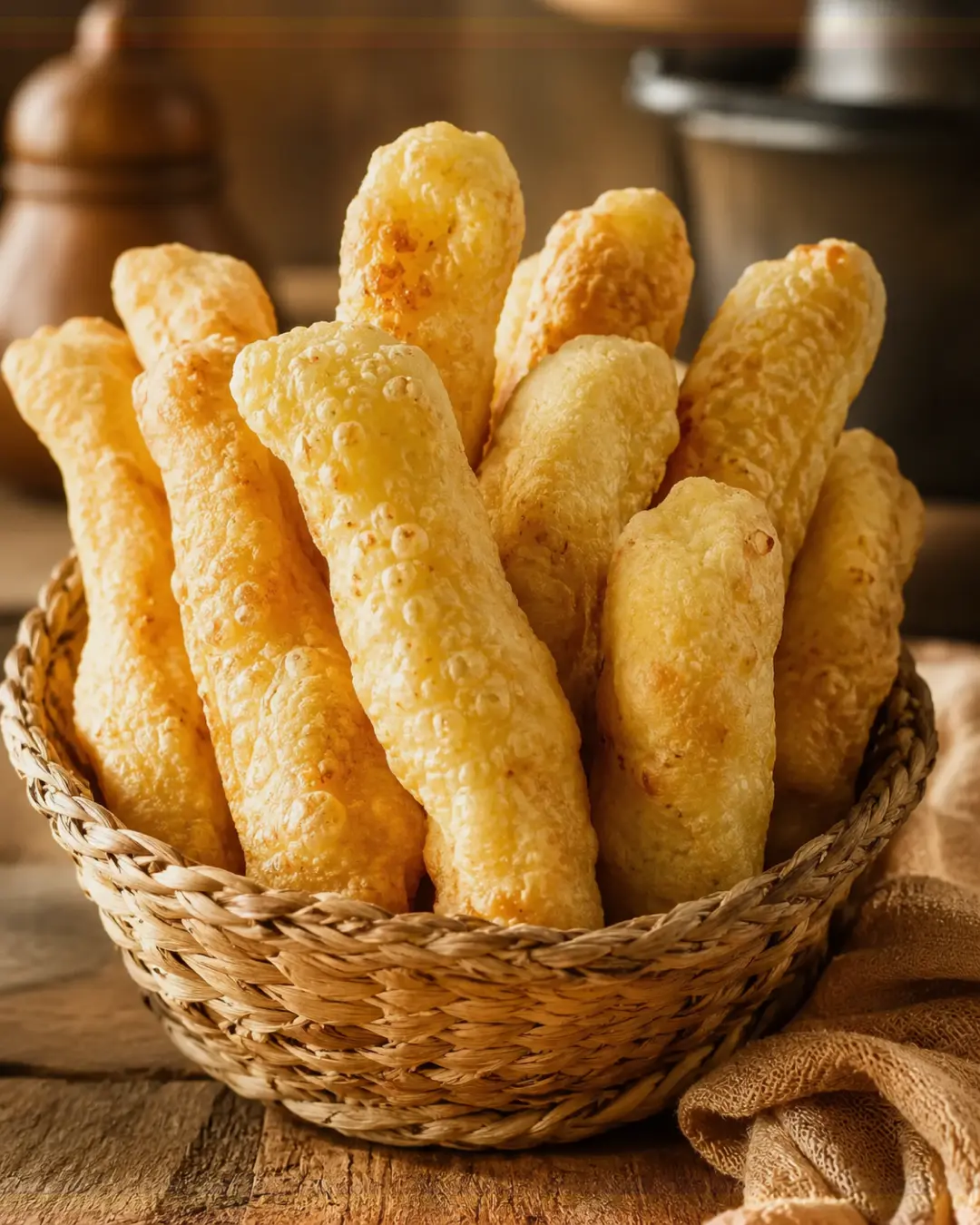 Cesta com biscoitos de polvilho